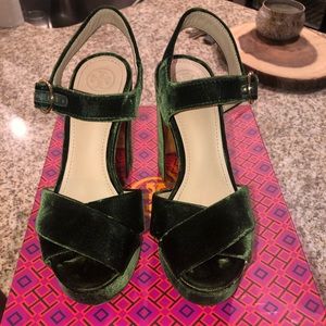 Green Velvet Loretta Platforms from Tory Burch